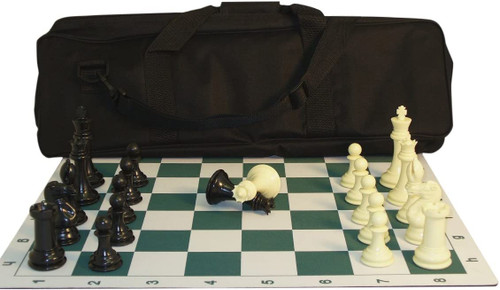 Pro Chess: Tournament Plastic 4" Chessmen with Vinyl Board & Carrying Tote
