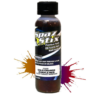 Spaz Stix Color Change Airbrush Ready Paint Gold/Orange/Purple/Red 2oz Bottle